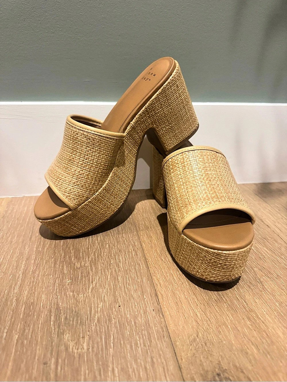 Raffia Platform Mule Heels – Size 7.5| Vacation Summer Boho